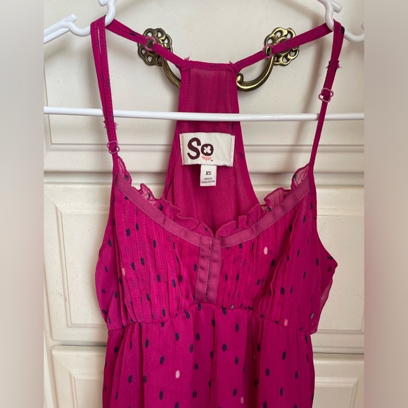 SO Fuchsia Sleeveless Dress with Dots - Picture 3 of 7